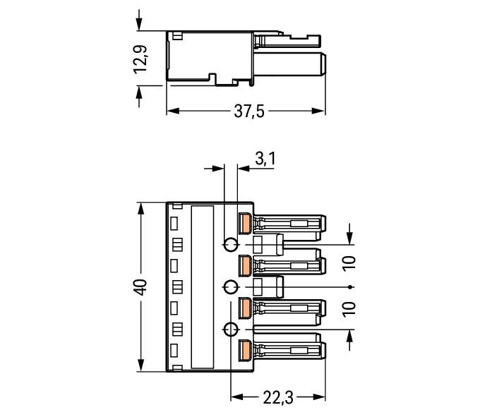 WAGO Steckverbinder Gebäude Buchse 4p Serie 770 770-264/072-000 Federzug 400V