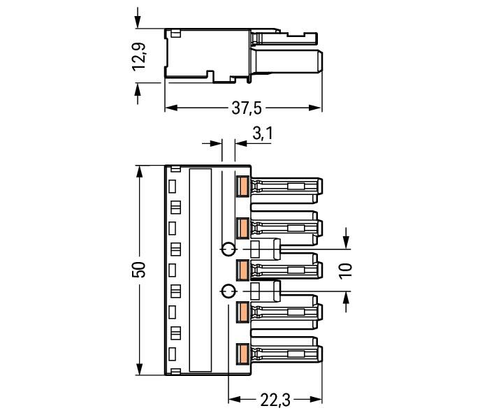 WAGO Steckverbinder Gebäude Buchse 5p 770-1105/022-000 Federzug 400V 25A 4qmm