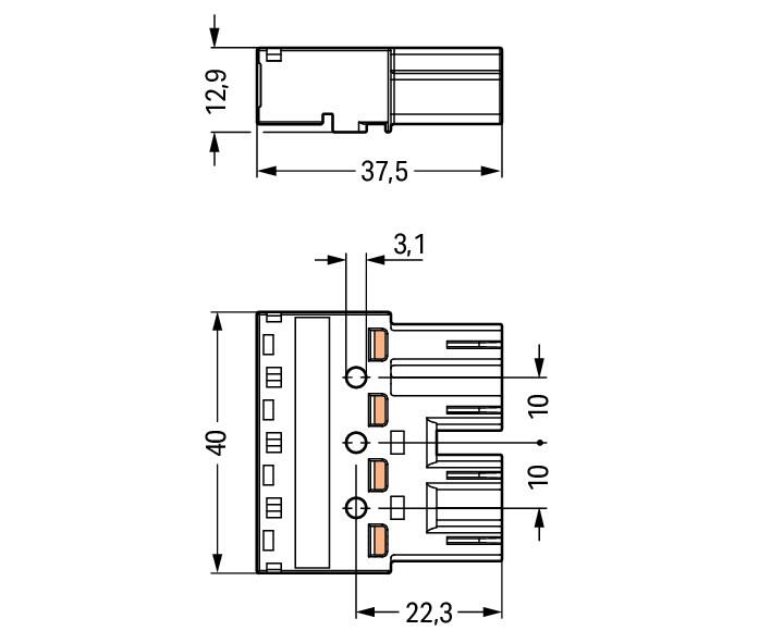 WAGO Steckverbinder Gebäude Stecker 4p Serie 770 770-254 Federzug 400V 25A
