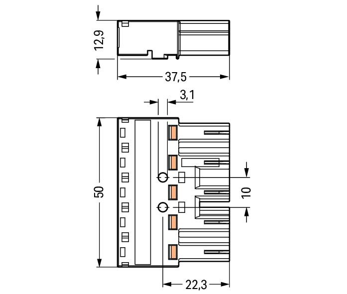 WAGO Steckverbinder Gebäude Stecker 5p 770-1115/022-000 Federzug 400V 25A 4qmm