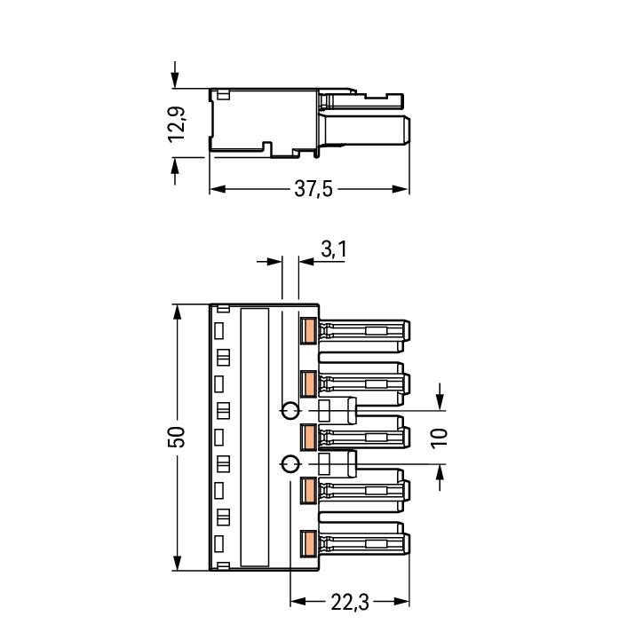 WAGO Steckverbinder Gebäude Buchse 5p Serie 770 770-425 Federzug 400V 25A