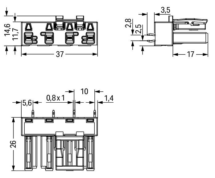 WAGO Steckverbinder Gebäude Buchse 4p Serie 770 770-864/071-000 Federzug 400V