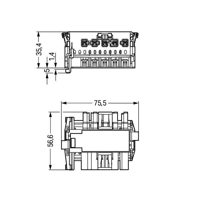WAGO Gerätebuchse 5p ger Einb/steck 400V Serie 770 770-7105 Federzug 25A 4qmm