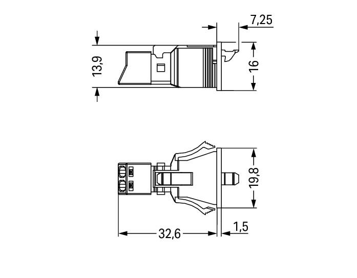 WAGO Gerätestecker 2p ger Snap/schraub Serie 890 890-752 Federzug 250V 16A hfr
