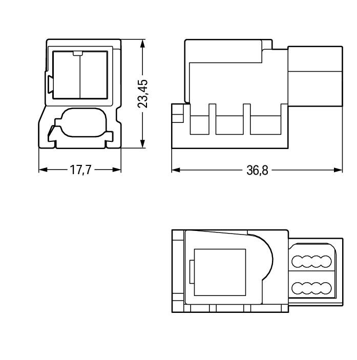 WAGO Flachleitungsadapter 2p 50V 3A sw Serie 893 893-121 Einspeisung Federzug