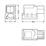 WAGO Flachleitungsadapter 2p 50V 3A sw Serie 893 893-121 Einspeisung Federzug