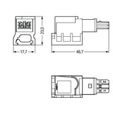 WAGO Flachleitungsadapter 2p 50V 3A sw Serie 893 893-122 Abgriff Schraub
