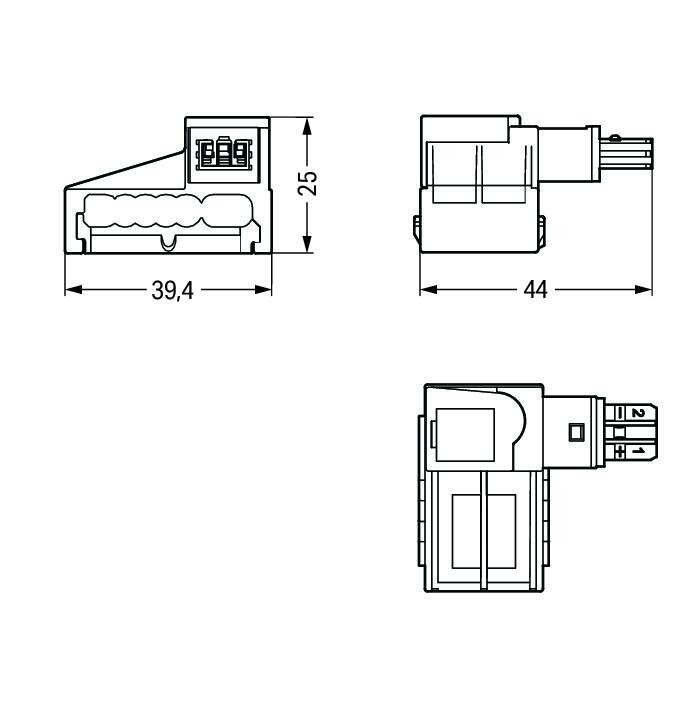 WAGO Flachleitungsadapter 2p 50V 3A sw Serie 893 893-262 Abgriff Schraub