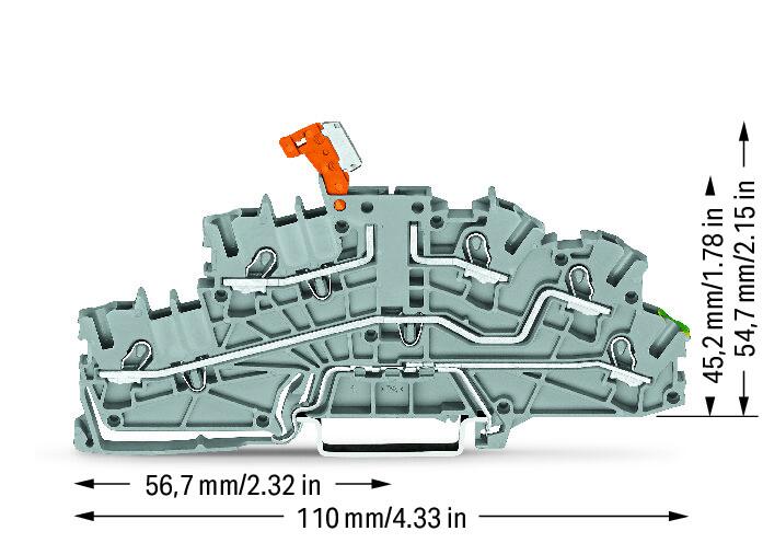 WAGO Installationsklemme 20A 0,25-4qmm Serie 2003 2003-6644 3pot gr Federzug