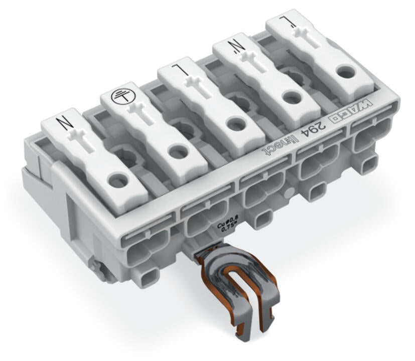 WAGO Klemmleiste 0,5-2,5qmm 24A 5p 30mm Serie 294 294-8215 Thermopl ws Federzug