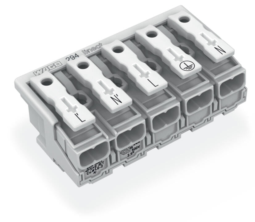 WAGO Klemmleiste 0,5-2,5qmm 24A 5p 30mm Serie 294 294-8015 Thermopl ws Federzug