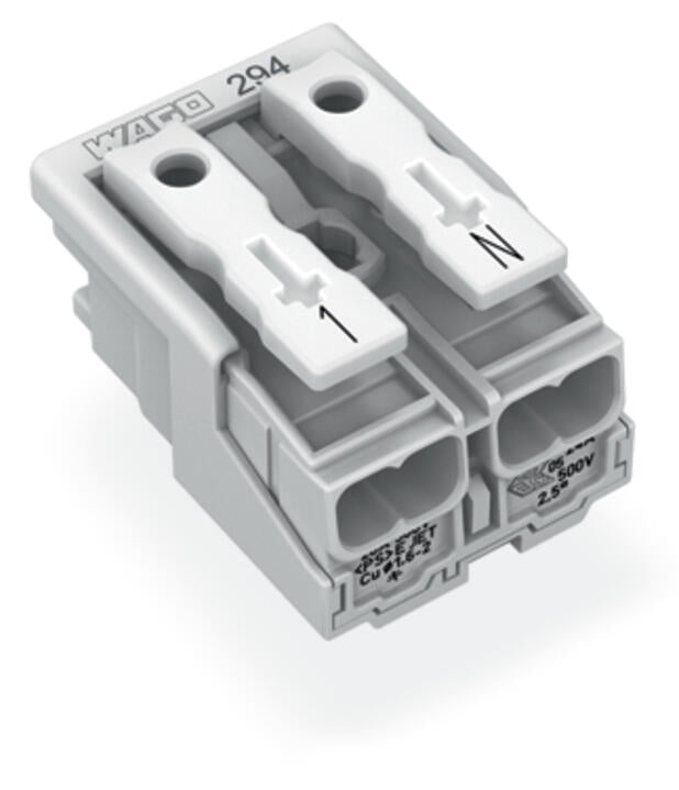 WAGO Klemmleiste 0,5-2,5qmm 24A 2p 20mm Serie 294 294-5052 Thermopl ws Federzug