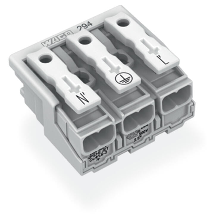 WAGO Klemmleiste 0,5-2,5qmm 24A 3p 30mm Serie 294 294-5023 Thermopl ws Federzug