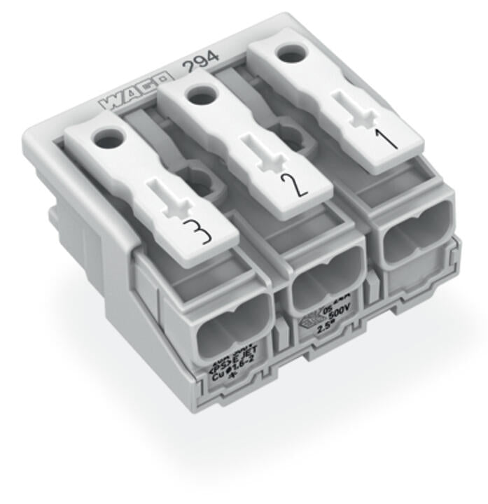 WAGO Klemmleiste 0,5-2,5qmm 24A 3p 30mm Serie 294 294-5043 Thermopl ws Federzug