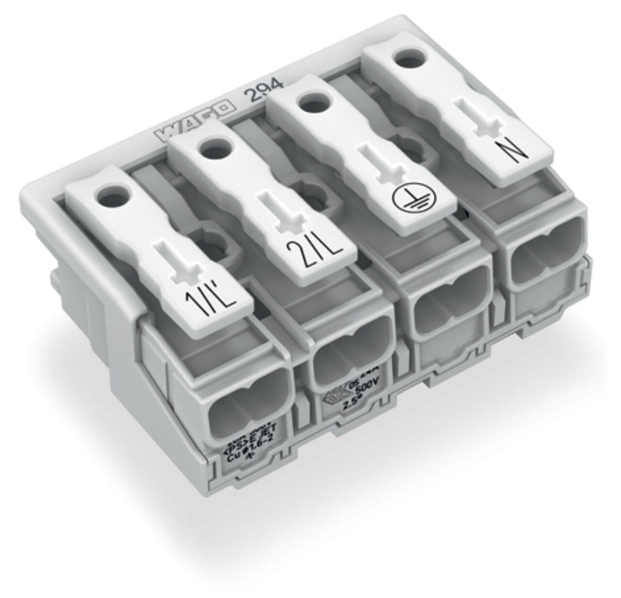 WAGO Klemmleiste 0,5-2,5qmm 24A 4p 40mm Serie 294 294-5024 Thermopl ws Federzug