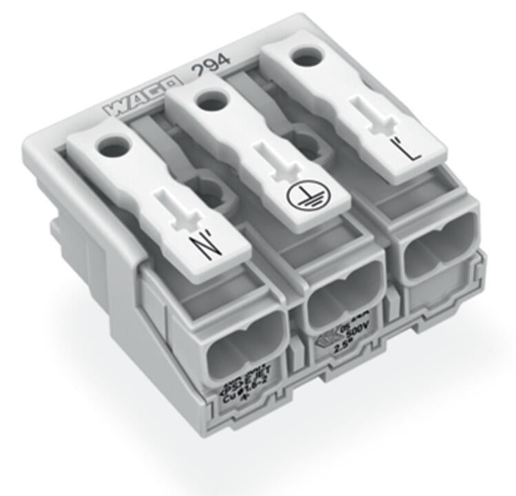 WAGO Klemmleiste 0,5-2,5qmm 24A 3p 30mm Serie 294 294-4023 Thermopl ws Federzug