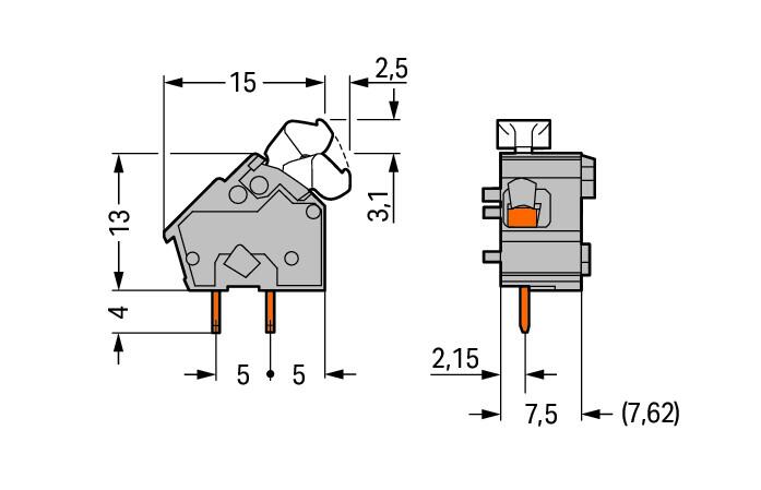 WAGO Printklemme 1f 1re hgn RM=7,62 Serie 256 256-857 Federzug/Löt