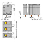 WAGO Printklemme 7f 1re gr RM=10 Serie 739 739-3207 Federzug/Löt