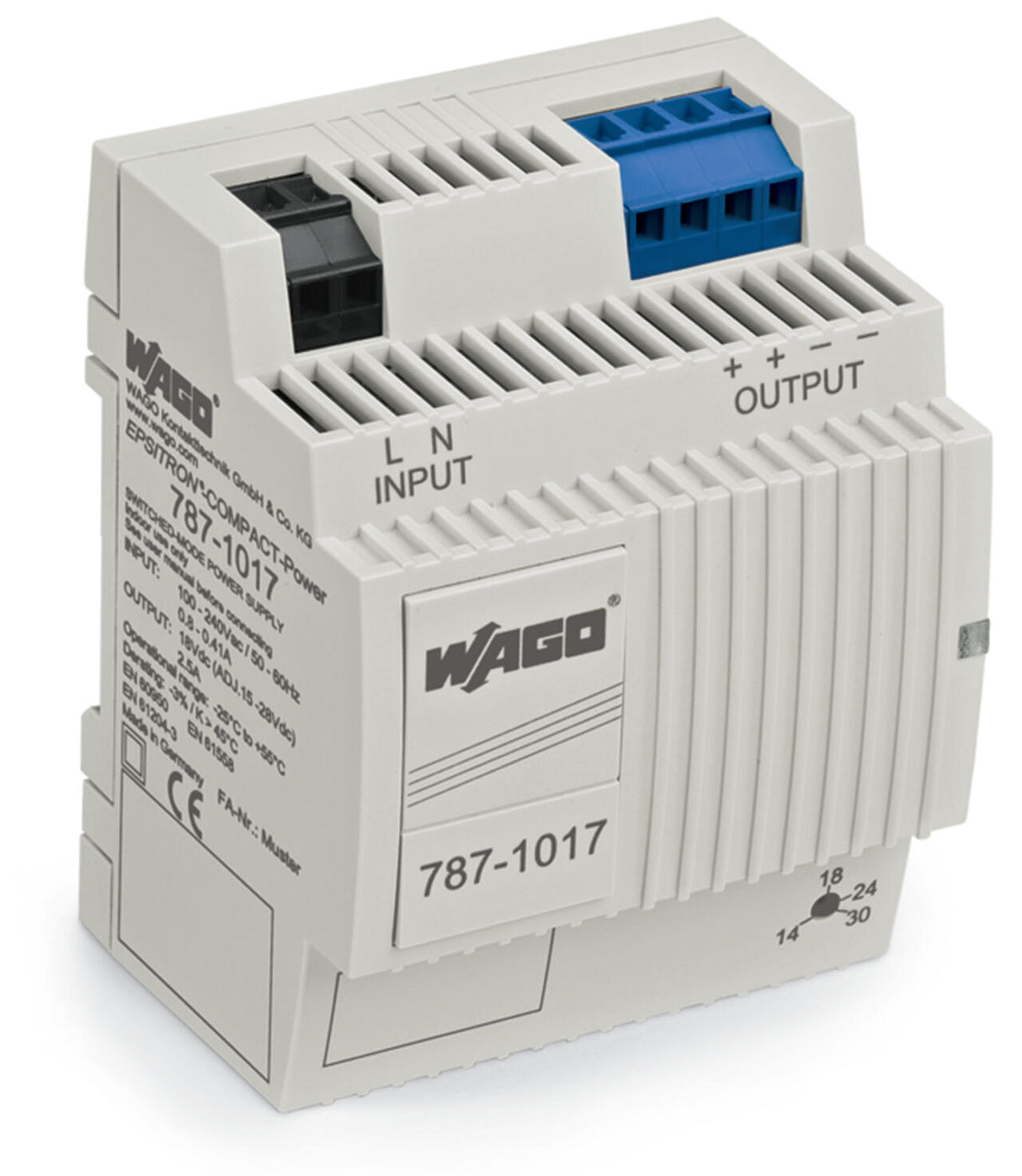 WAGO Gleichstromversorgung 15-28V 43,2W Serie 787 787-1017 85-264VUC 2,4A 4TE