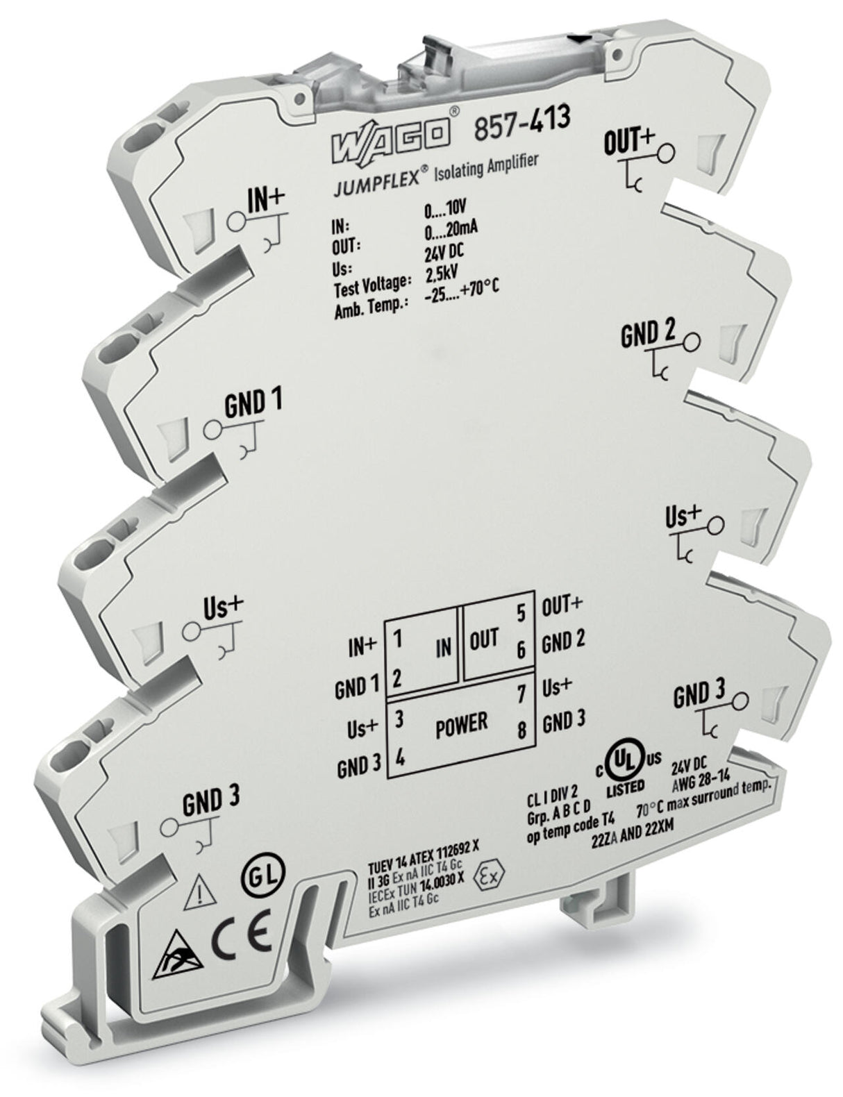 WAGO Trennverstärker 24V 1Kan Federzug Serie 857 857-413 Galv.Trenn NT