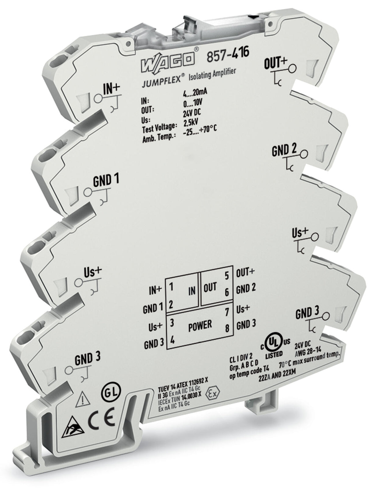 WAGO Trennverstärker 24V 1Kan Federzug Serie 857 857-416 Galv.Trenn NT