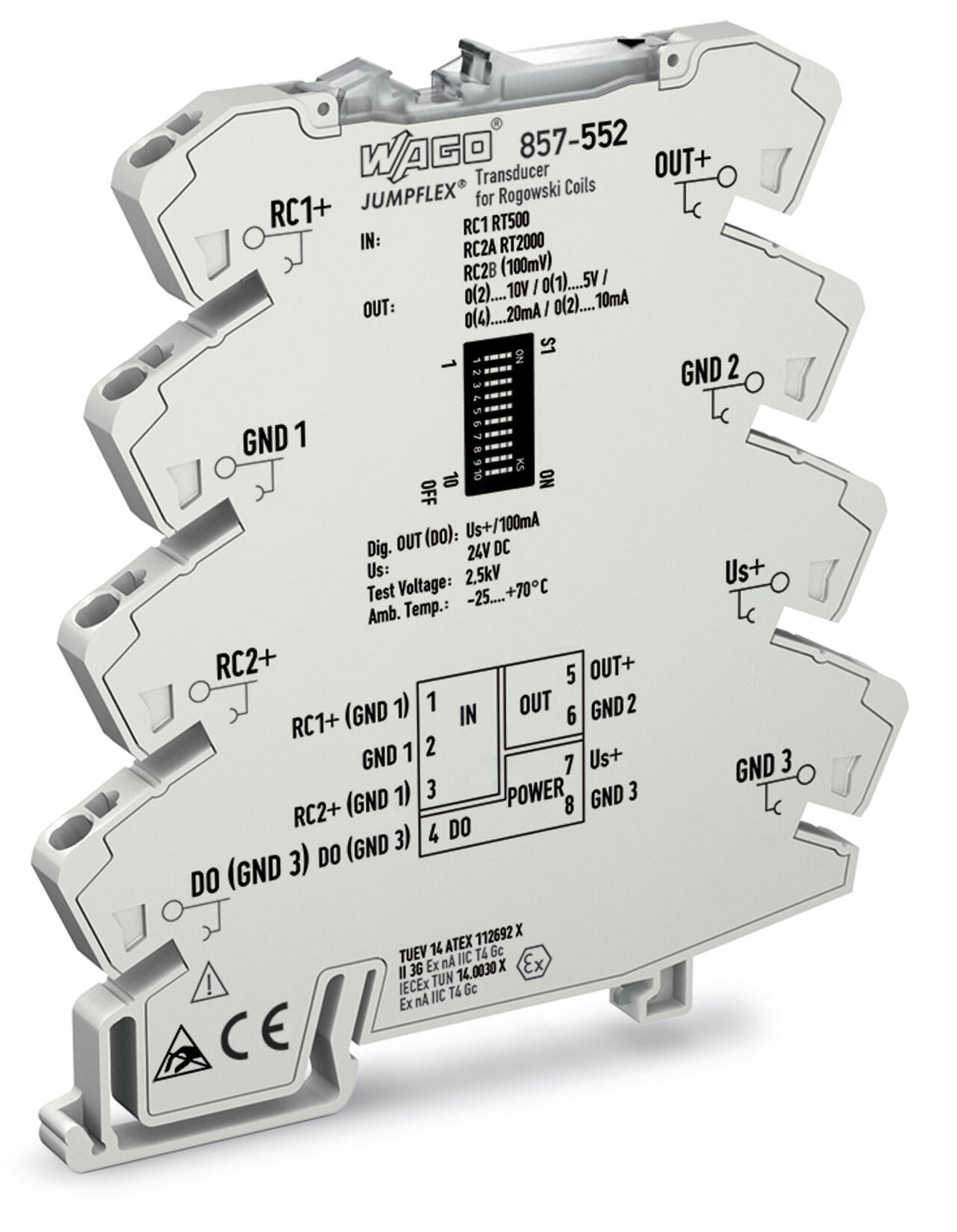 WAGO Strommessumformer 500-2000A 100Hz Serie 857 857-552 TS35