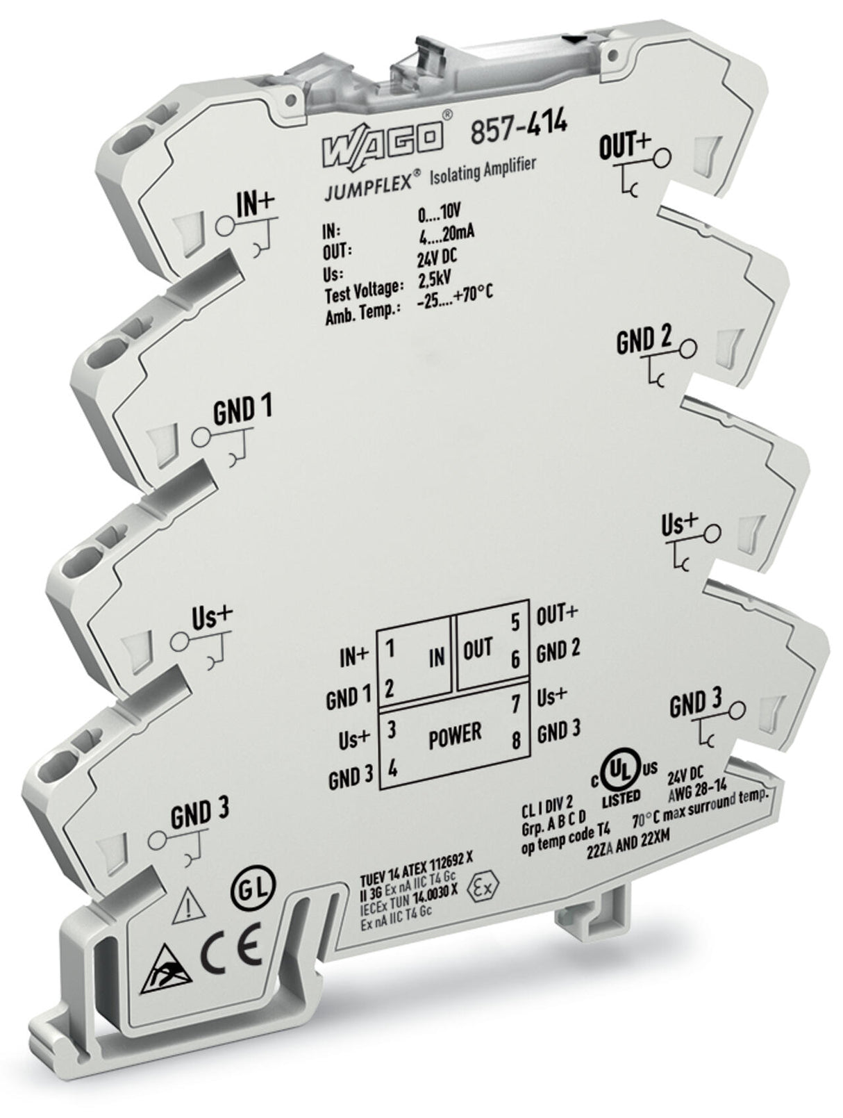 WAGO Trennverstärker 24V 1Kan Federzug Serie 857 857-414 Galv.Trenn NT