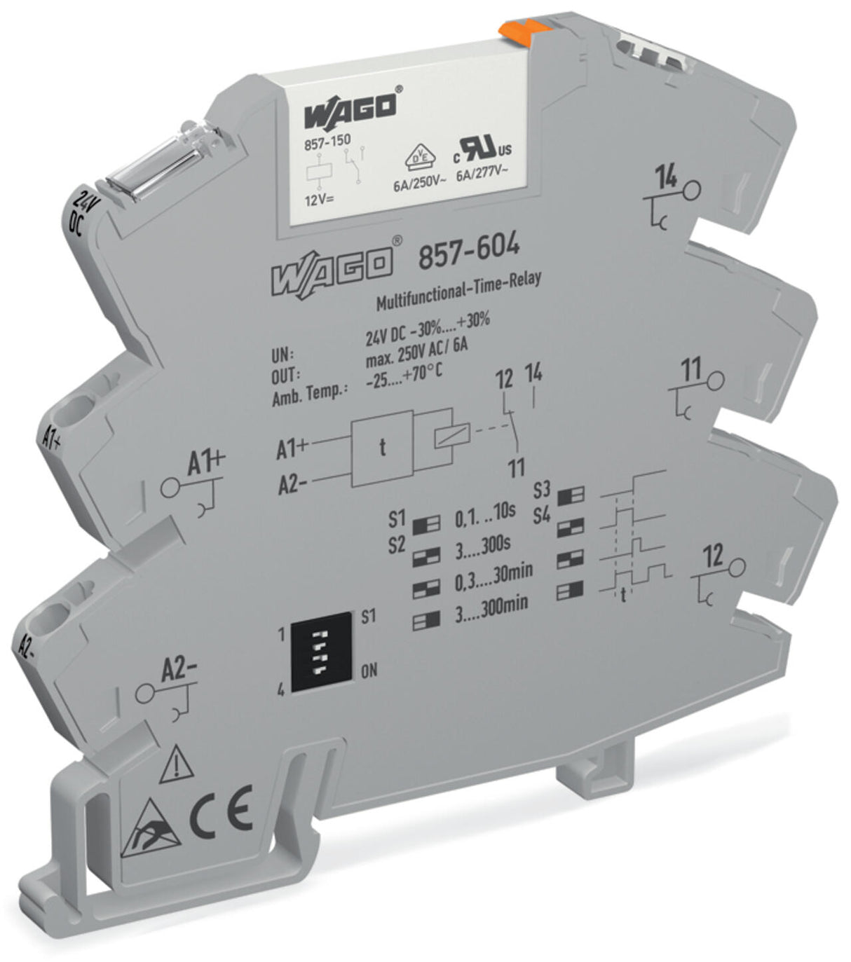 WAGO Zeitrelais 24V/DC 0.1s-5h ansprVerz Serie 857 857-604 einschWisch