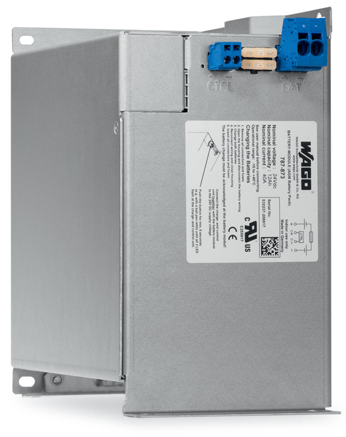 WAGO Akku 24V Blei 12000mAh 12zell Serie 787 787-873 217,5x239x120,5mm