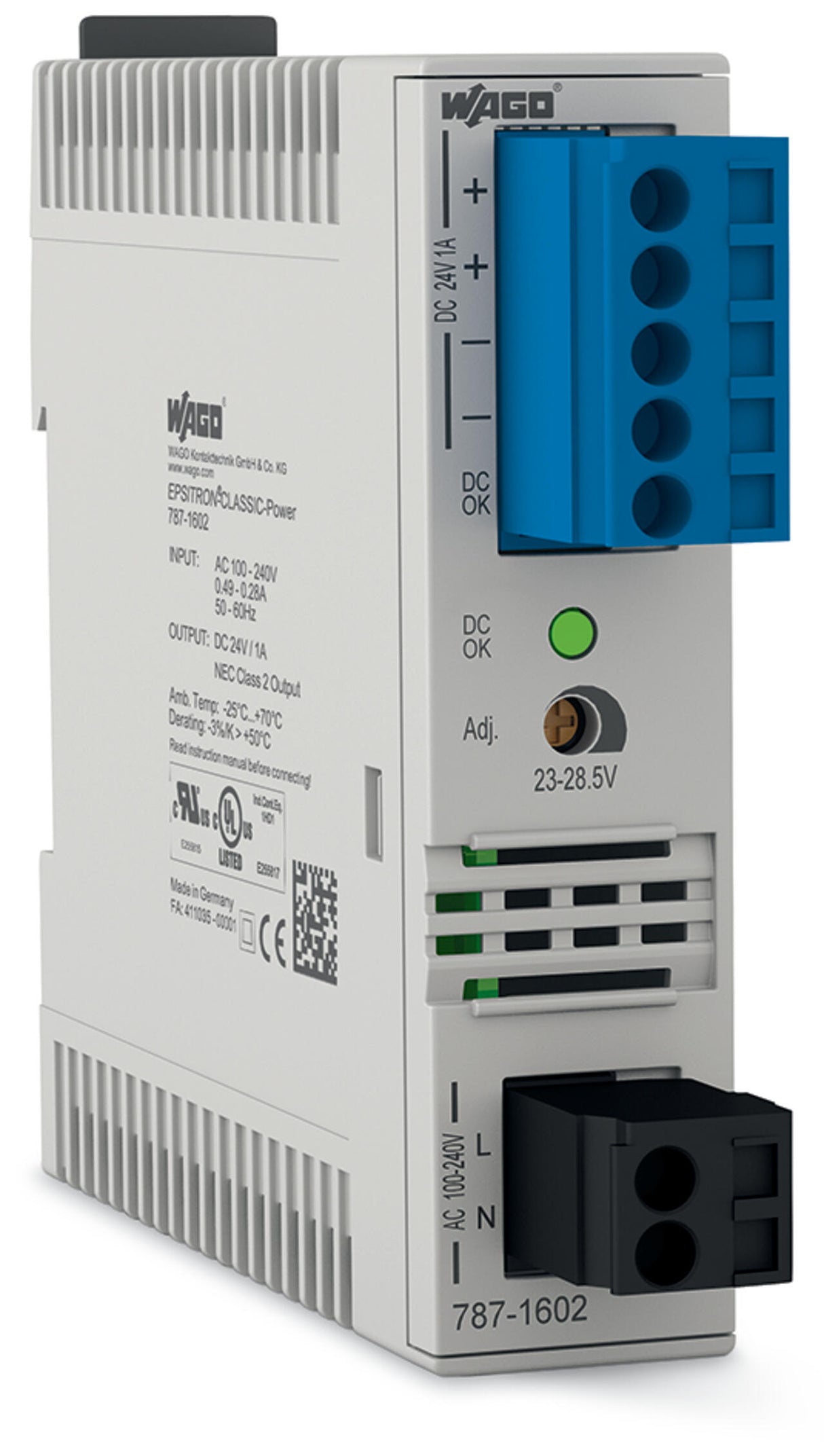 WAGO Gleichstromversorgung 23-28,5V 24W Serie 787 787-1602 85-264VUC 1A 1TE