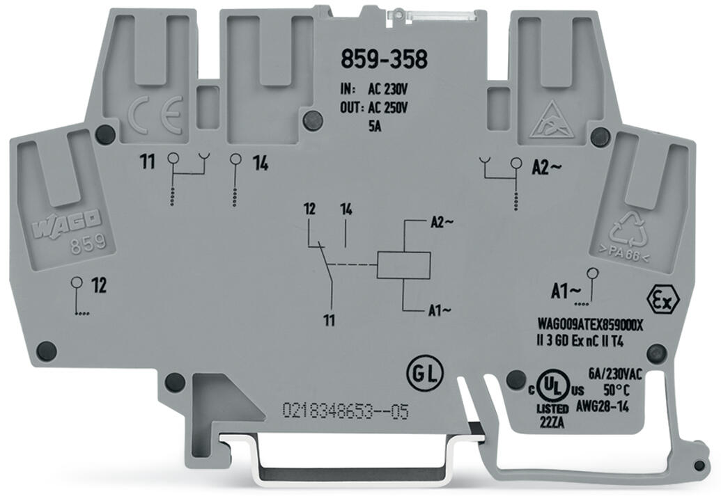 WAGO Schaltrelais 230V/AC 1W IP20 Serie 859 859-358 6x56x91mm Federzug