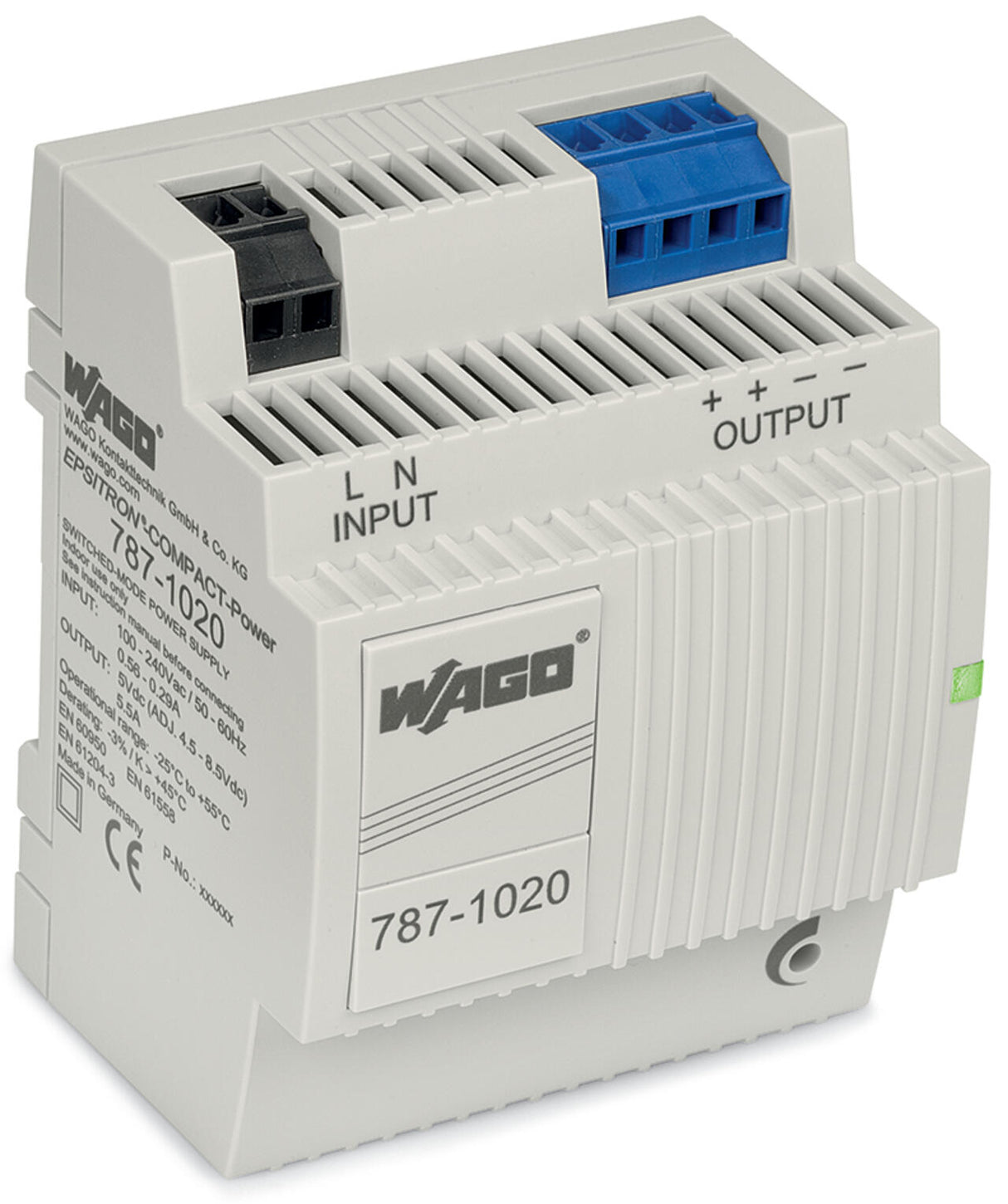 WAGO Gleichstromversorgung 4,5-8,5V 5,5A Serie 787 787-1020 27,5W 85-264VUC 4TE
