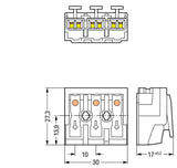WAGO Klemmleiste 0,5-2,5qmm 24A 3p 30mm Serie 294 294-4013 Thermopl ws Federzug