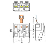 WAGO Klemmleiste 0,5-2,5qmm 24A 3p 30mm Serie 294 294-4413 Thermopl ws Federzug