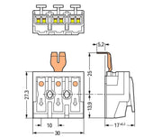 WAGO Klemmleiste 0,5-2,5qmm 24A 3p 30mm Serie 294 294-4253 Thermopl ws Federzug