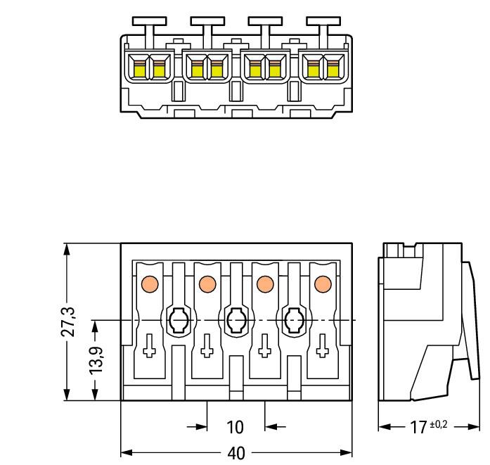 WAGO Klemmleiste 0,5-2,5qmm 24A 4p 40mm Serie 294 294-4044 Thermopl ws Federzug