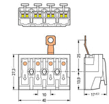 WAGO Klemmleiste 0,5-2,5qmm 24A 4p 40mm Serie 294 294-4424 Thermopl ws Federzug