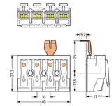WAGO Klemmleiste 0,5-2,5qmm 24A 4p 40mm Serie 294 294-4214 Thermopl ws Federzug
