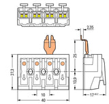 WAGO Klemmleiste 0,5-2,5qmm 24A 4p 40mm Serie 294 294-4324 Thermopl ws Federzug