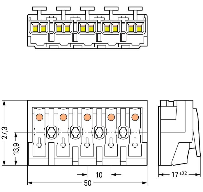WAGO Klemmleiste 0,5-2,5qmm 24A 5p 50mm Serie 294 294-4005 Thermopl ws Federzug