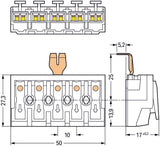 WAGO Klemmleiste 0,5-2,5qmm 24A 5p 50mm Serie 294 294-4225 Thermopl ws Federzug