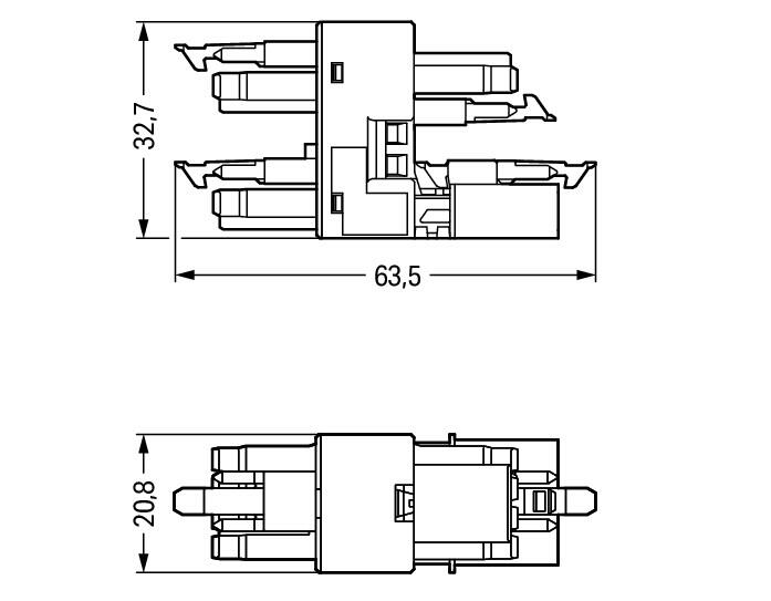 WAGO Verteilerblock PA 4Eing 4p 12Ausg Serie 890 890-1735 400V 16A IP20