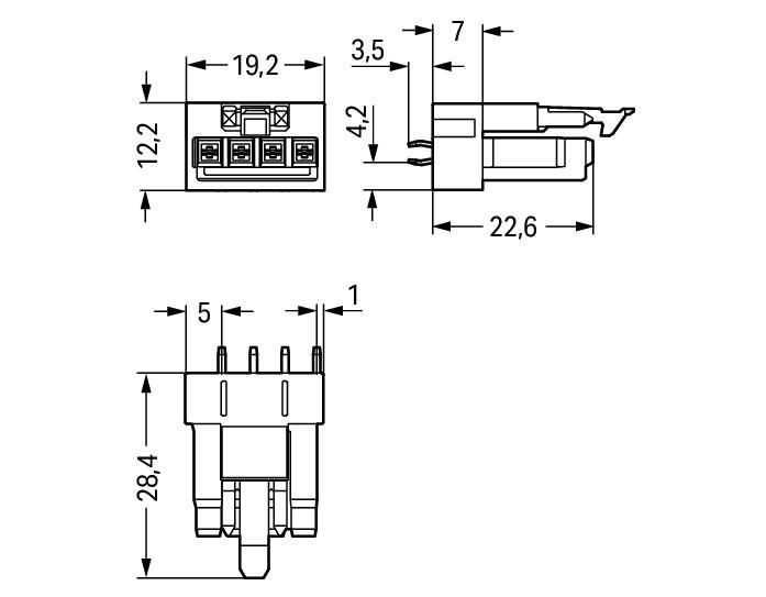 WAGO Steckverbinder Gebäude Buchse 4p Serie 890 890-804/011-000 Federzug 400V