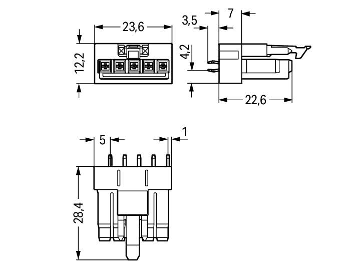 WAGO Steckverbinder Gebäude Buchse 5p Serie 890 890-845 Federzug 400V 16A