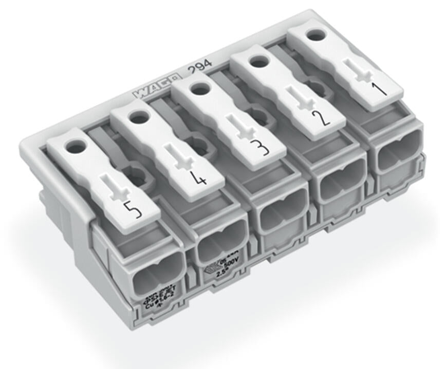 WAGO Klemmleiste 0,5-2,5qmm 24A 5p 50mm Serie 294 294-4045 Thermopl ws Federzug