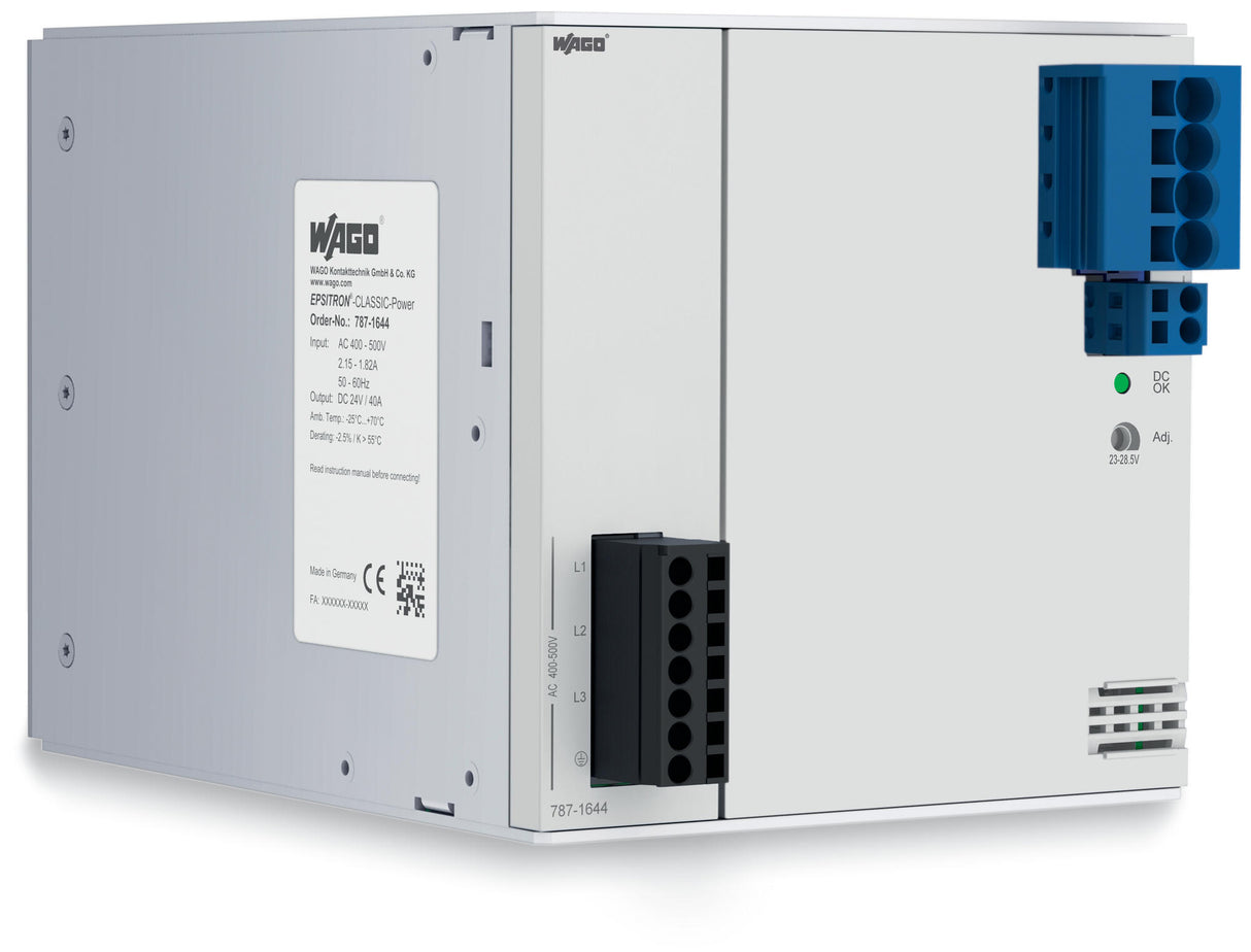 WAGO Gleichstromversorgung 23-28,5V 40A Serie 787 787-1644 320-575VUC 7TE IP20