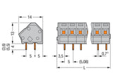 WAGO Printklemme 3f 1re gn RM=5 236-403/000-017 Federzug/Löt