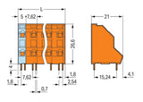 WAGO Printklemme 8f 2re or RM=7,62 Serie 736 736-654 Federzug/Löt