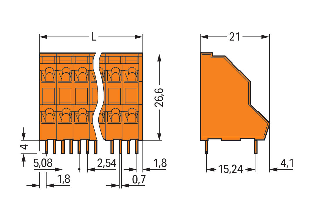WAGO Printklemme 16f 2re sw RM=5,08 Serie 736 736-416/000-004 Federzug/Löt