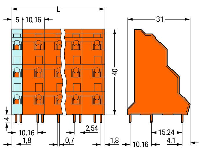 WAGO Printklemme 36f 3re or RM=10,16 Serie 737 737-862 Federzug/Löt